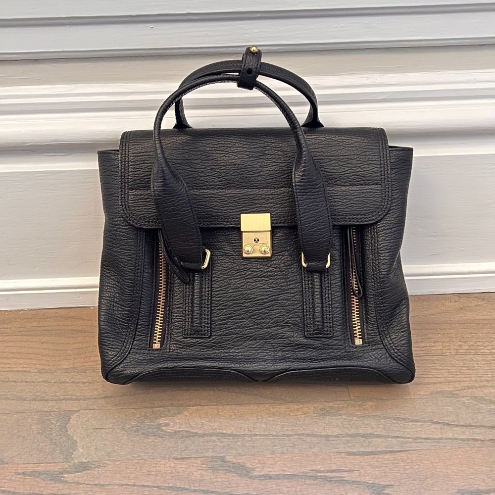 3.1 Philip Lim Pashli Satchel - Medium - Black and Gold - Picture 2 of 7